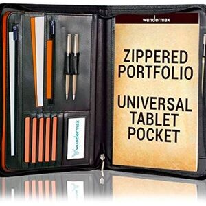Black Planner with Universal Tablet Pocket and Zipper Closure
